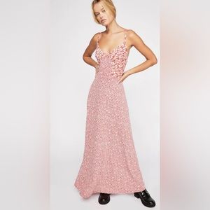 Free People Song of Summer Daises Printed Ruched Maxi Dress GUC - Size XS
